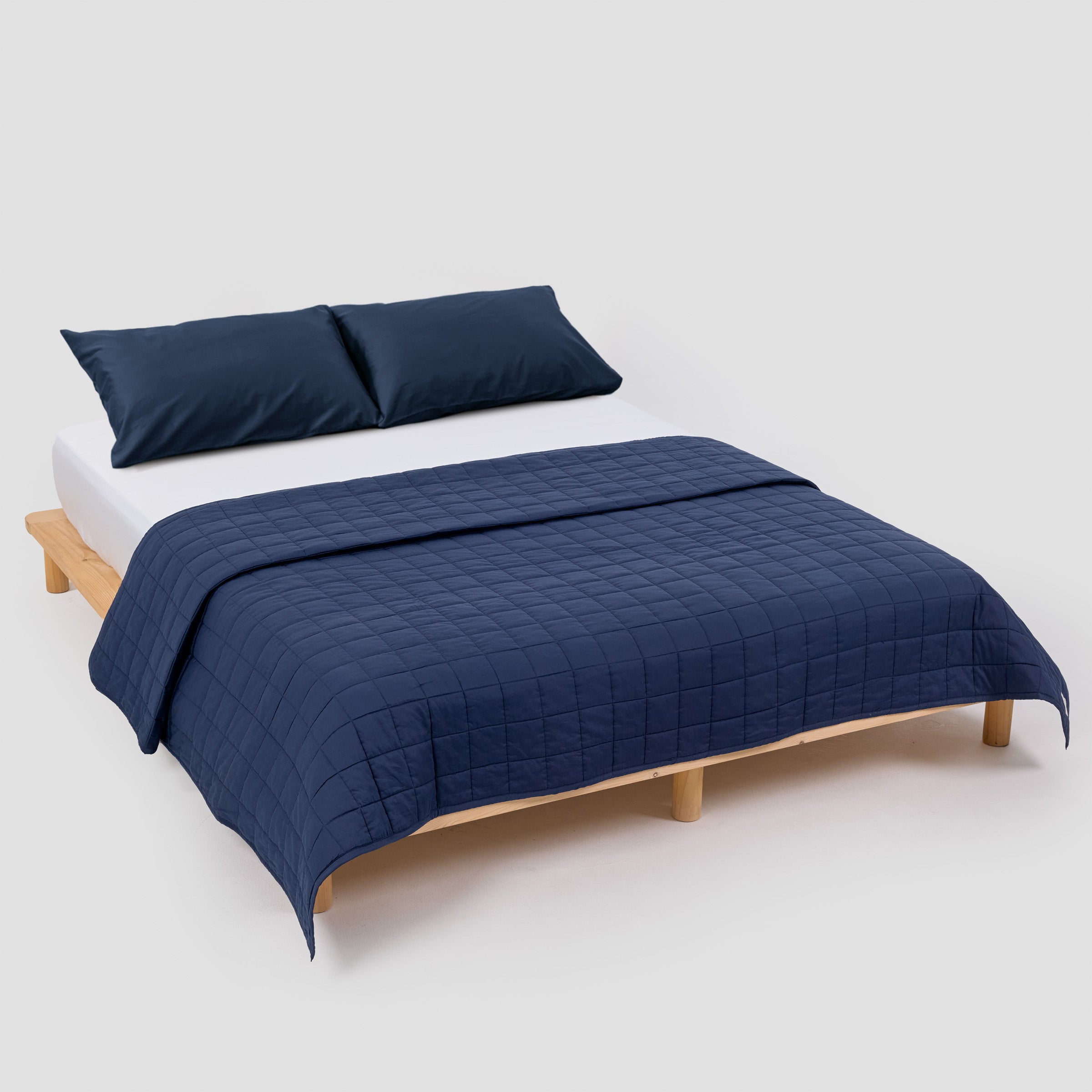 Classic Navy Blue Quilt Set Organic Cotton By SOJAO