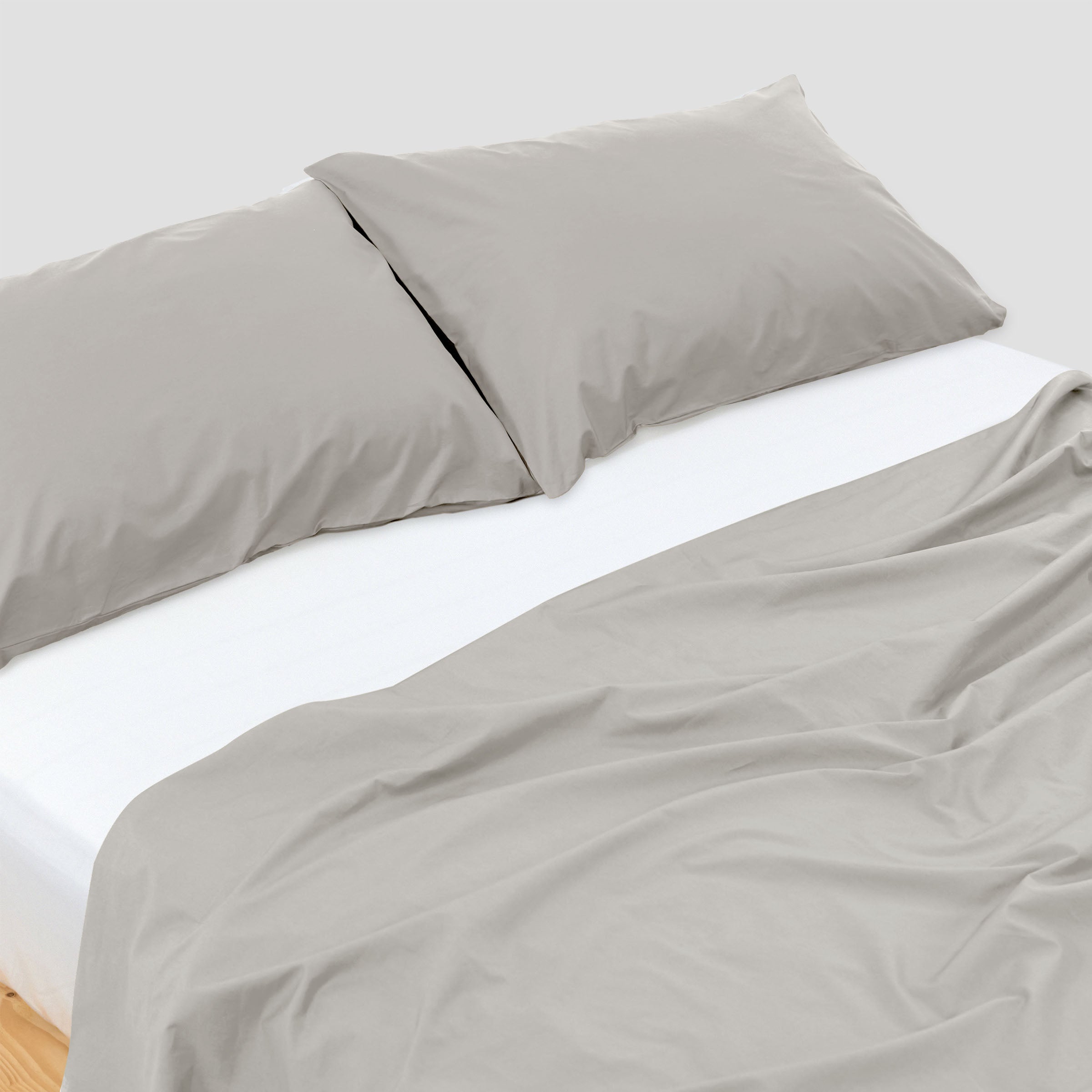 Classic Cloud Light Grey Flat Sheet Set Organic Cotton By SOJAO