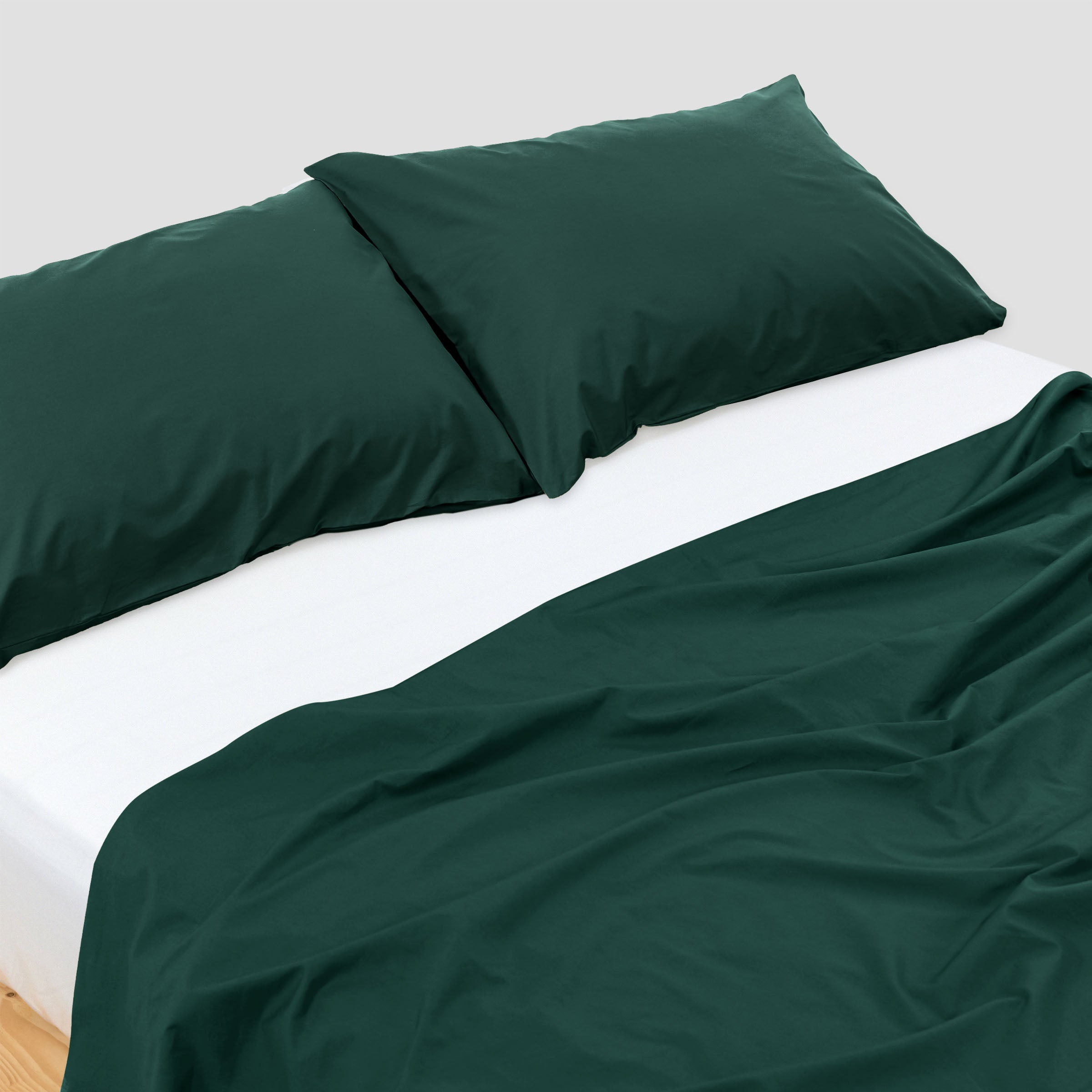 Classic Forest Green Flat Sheet Set Organic Cotton By SOJAO