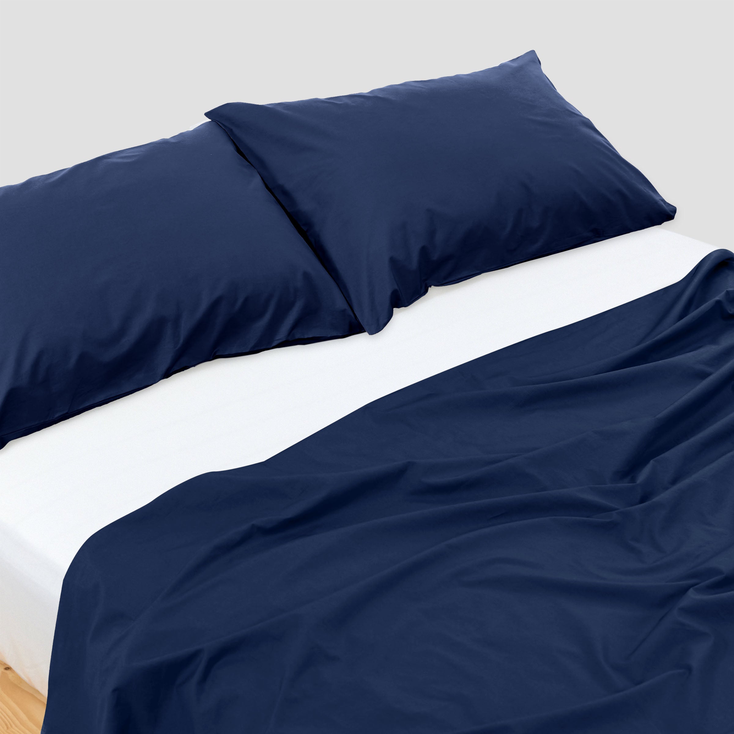 Classic Navy Blue Flat Sheet Set Organic Cotton By SOJAO