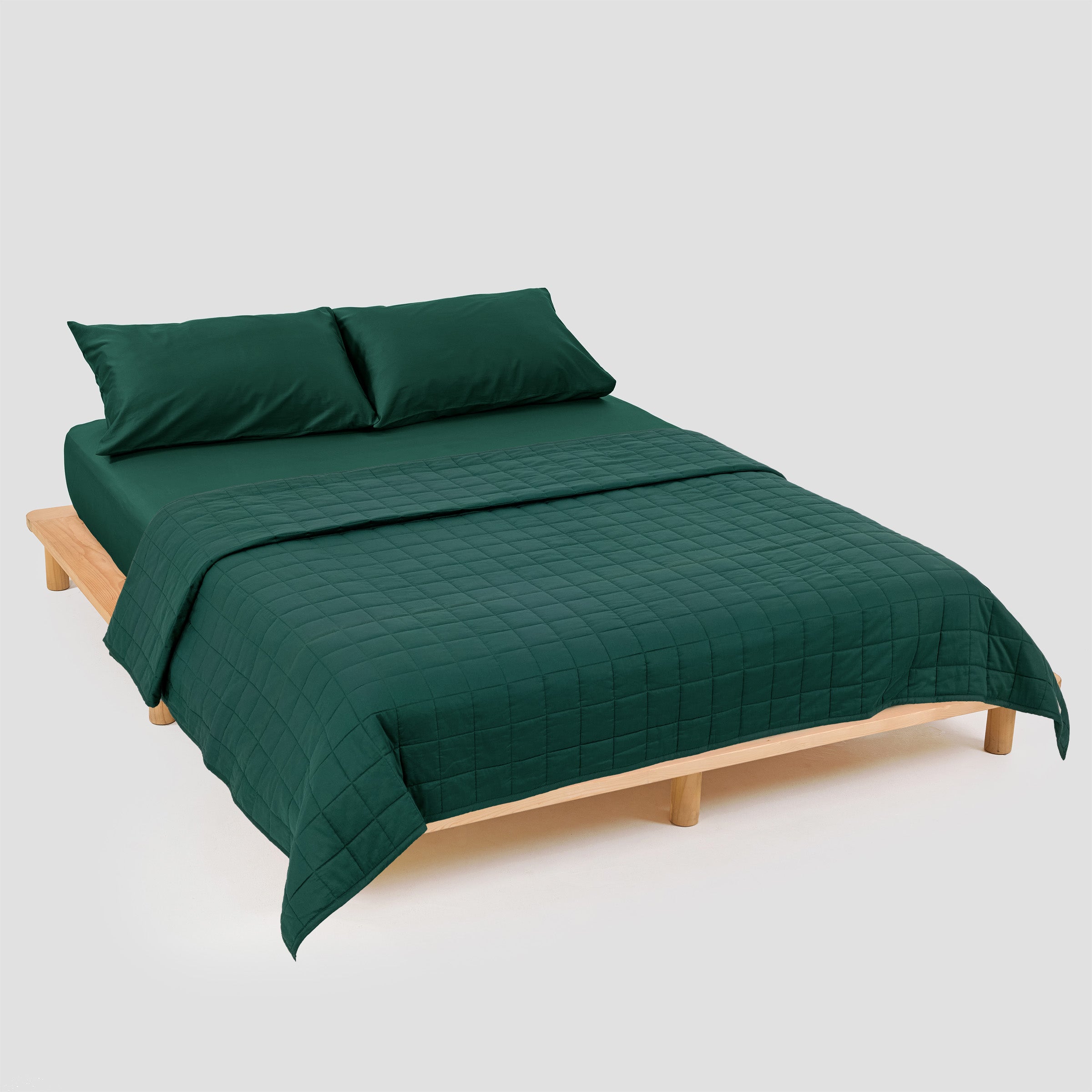 Classic Forest Green Quilt Bundle Set Organic Cotton By SOJAO