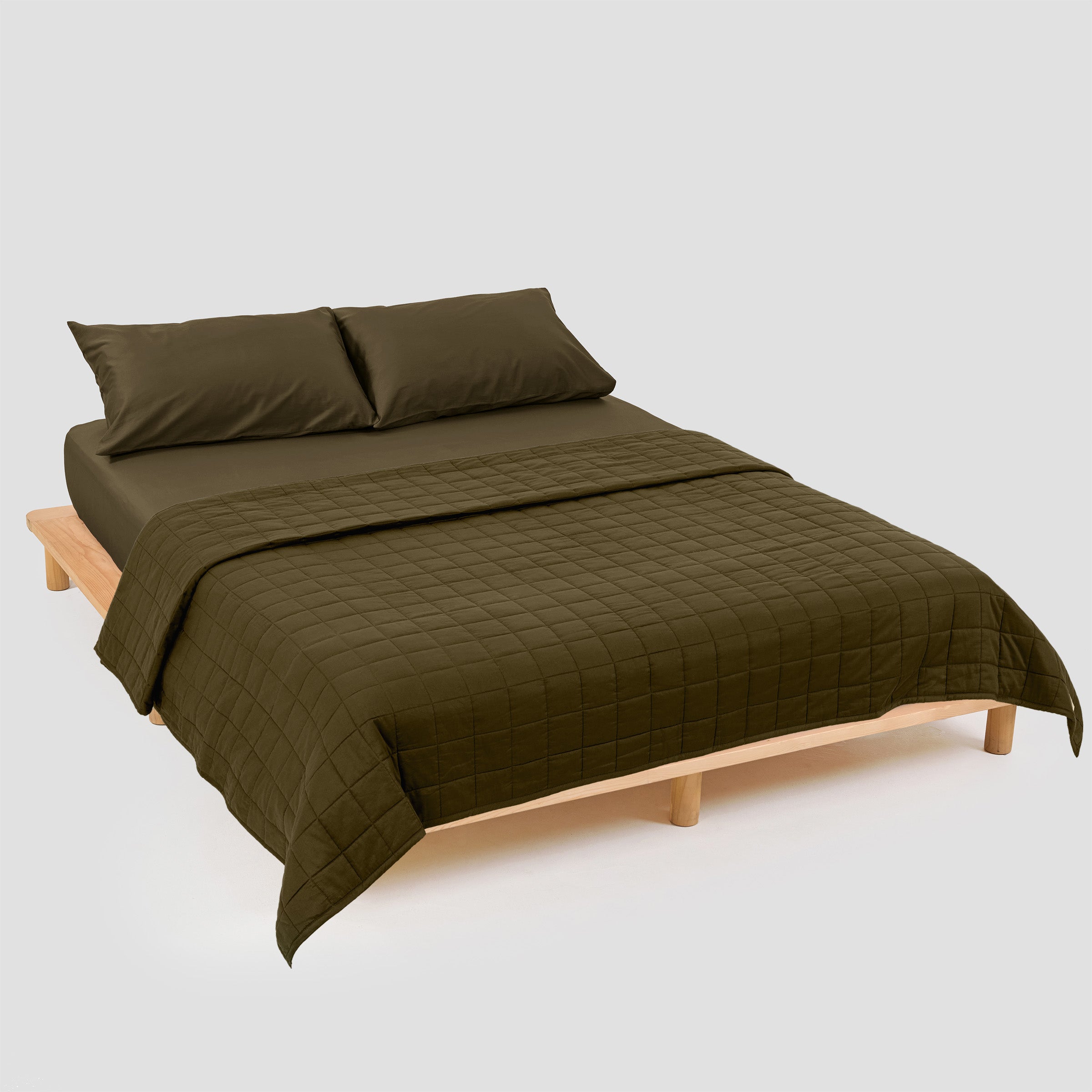 Classic Moss Green Quilt Bundle Set Organic Cotton By SOJAO